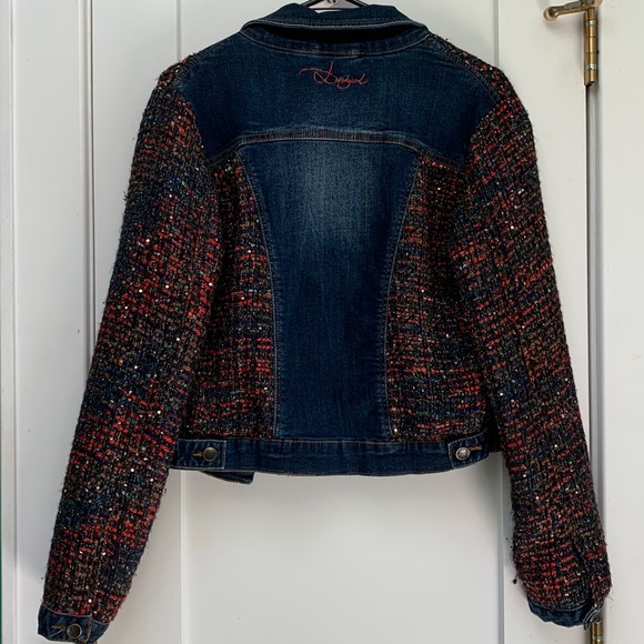 Deisgual Multi-Color Woven Sequin Jean Denim Jacket - Picture 6 of 9